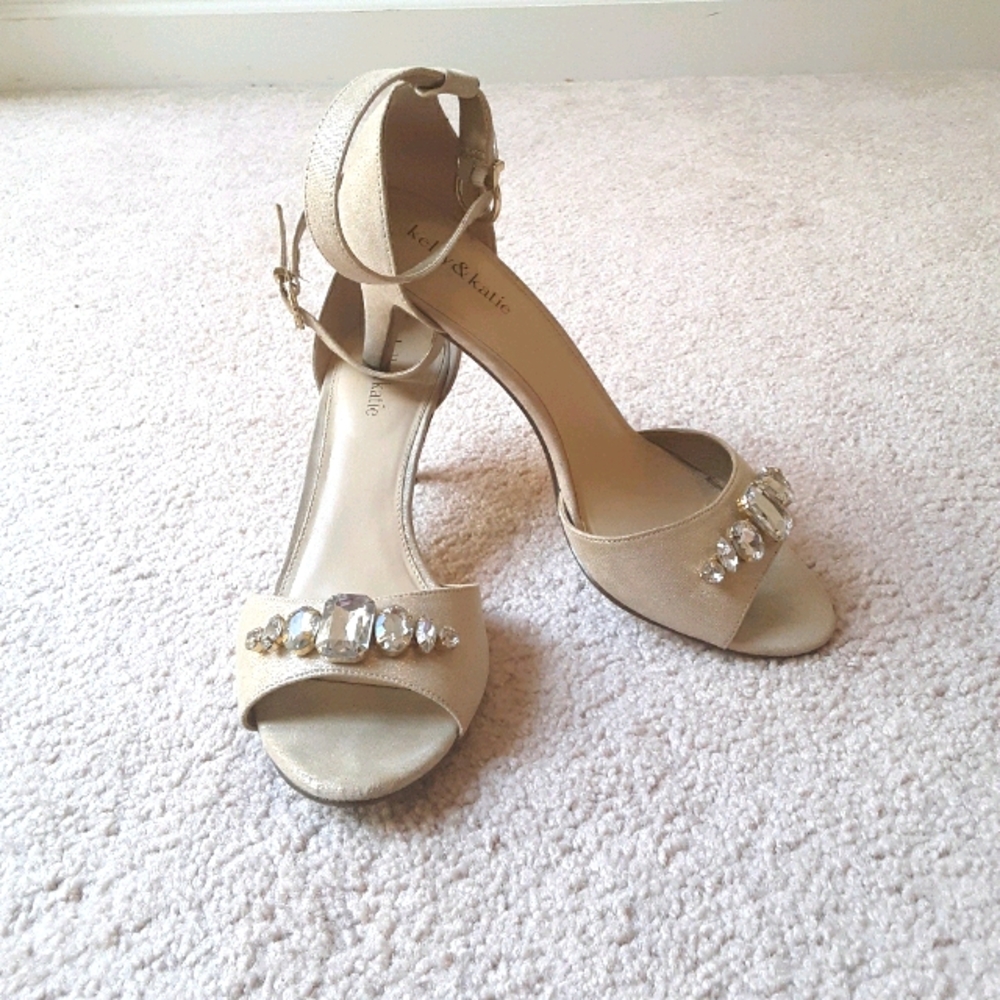 Gold Charlotte 3 inch Heels with Gemstones